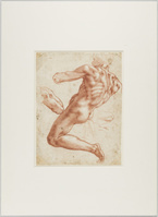 A 027 recto
<br/>
Figuurstudie voor een Ignudo in de Sixtijnse Kapel
<br/>
<em>Michelangelo Buonarroti (1475-1564)</em>